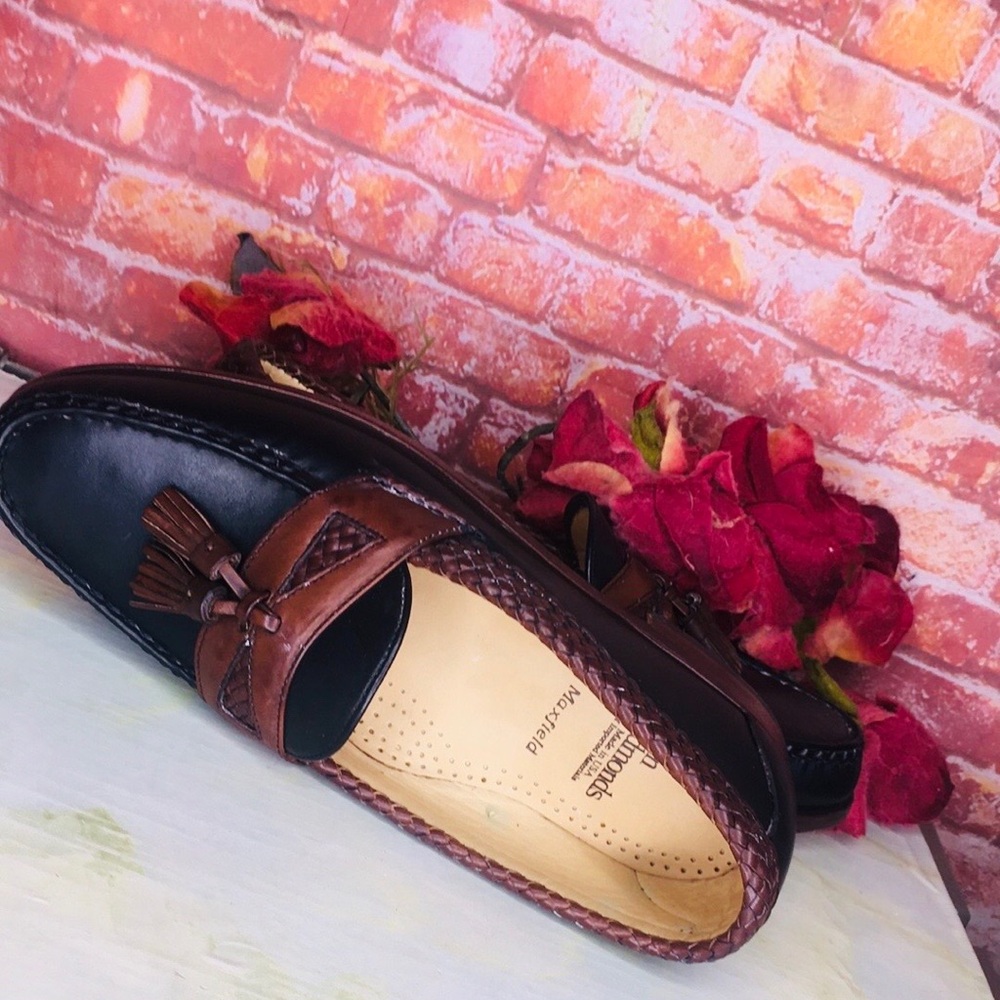 Allen Edmonds Maxfield Black and Brown Leather Tassel Loafers - Picture 7 of 11